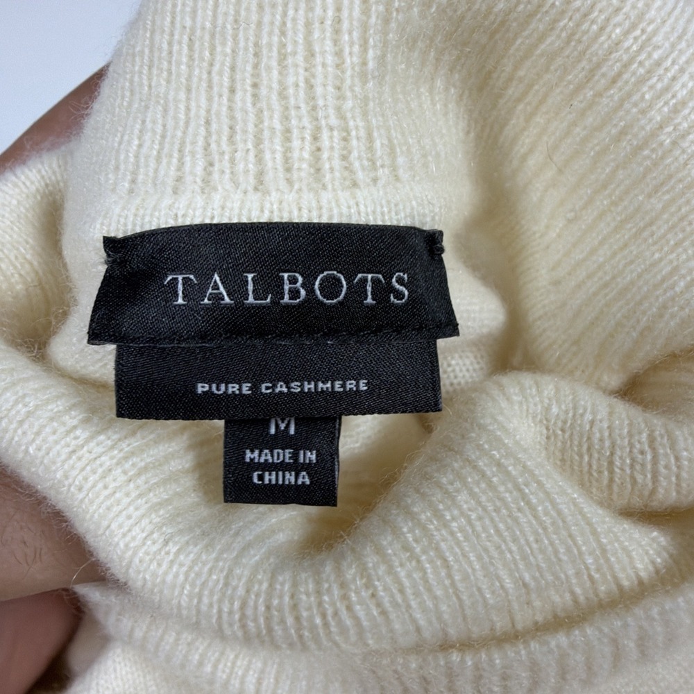 Talbots Pure Cashmere Turtleneck Sweater Womens M Tan Beige Long Sleeve Soft - Picture 3 of 5
